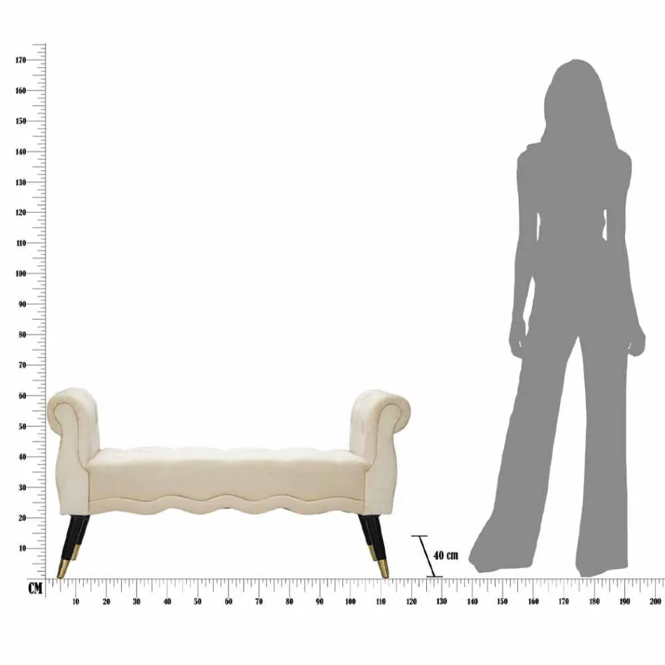 Rechteckige Bank im modernen Design aus Holz und Stoff - Theodore Viadurini