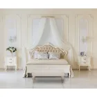 Shabby Chic Bank aus Holz mit Sitz aus gestepptem Stoff - Rocchetta Viadurini