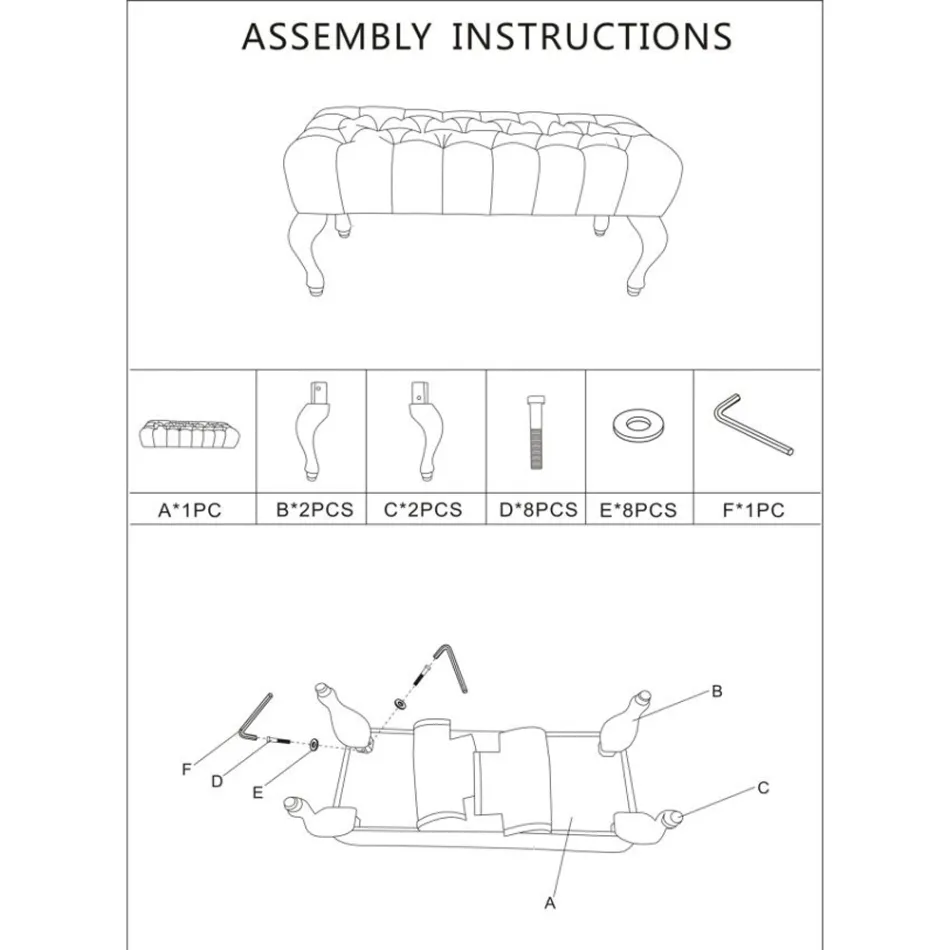Shabby Chic Bank aus Holz mit Sitz aus gestepptem Stoff - Rocchetta Viadurini