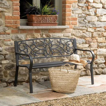 Gartenbank aus Metall mit verschiedenen Oberflächen - Stapler Viadurini