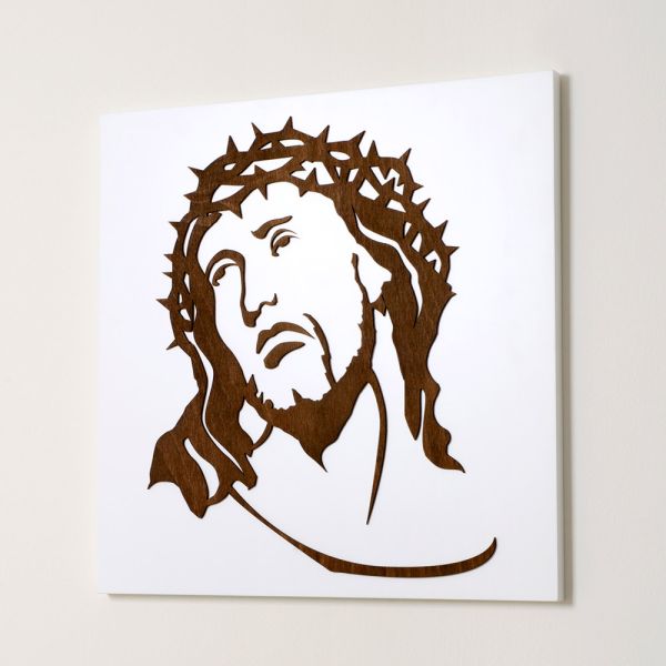 Weiße tafel mit der darstellung des antlitzes christi, hergestellt in italien – akari