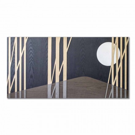 Dekorplatte 120x60 mit Naturholzeinlagen und Basrelief - Fuca Viadurini