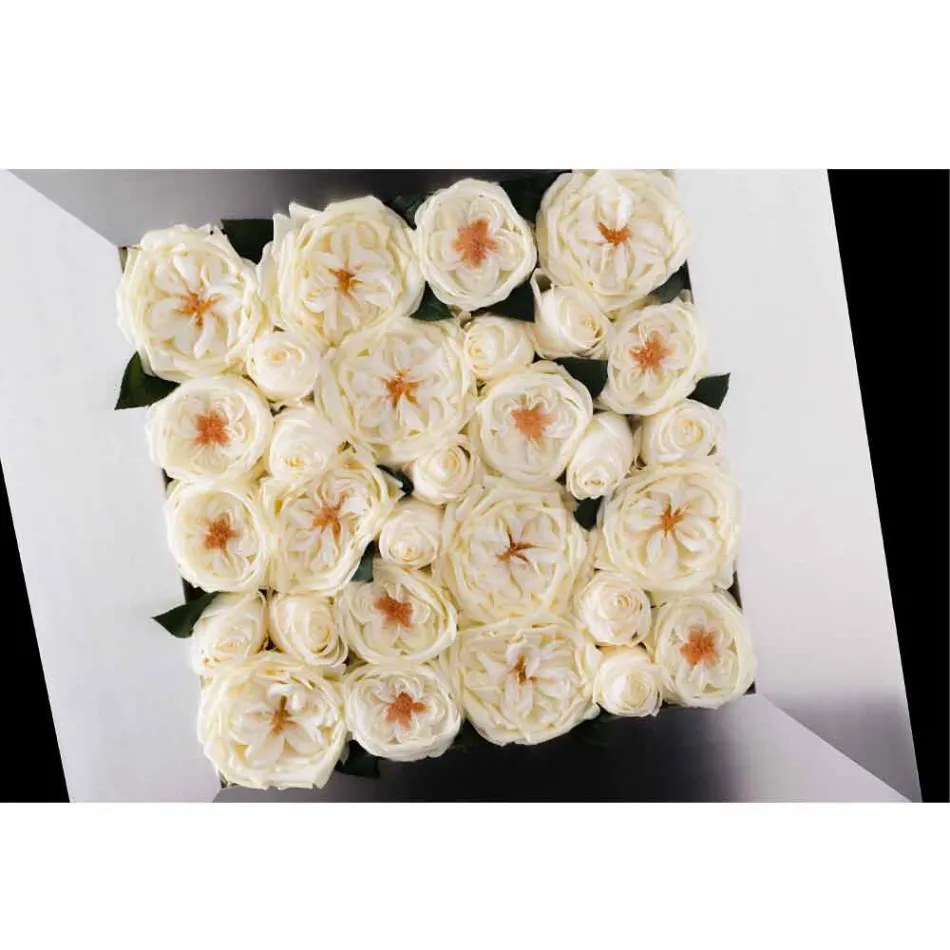 Dekoratives Wandpaneel aus Metall und weißen Rosen Made in Italy - Rosina Viadurini