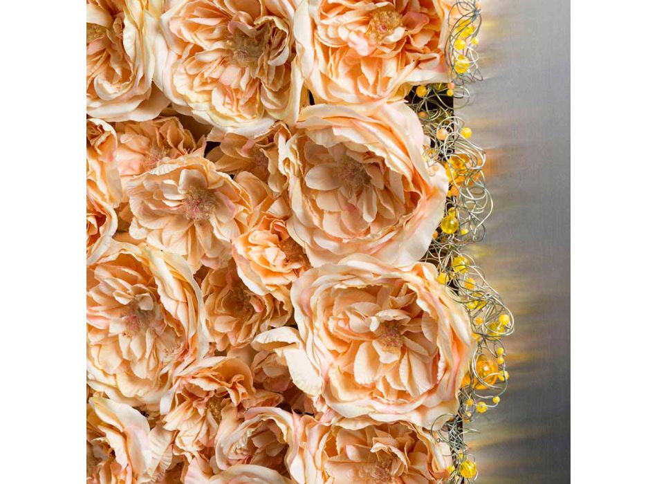 Dekoratives Wandpaneel aus Metall und künstlichen Rosen Made in Italy - Rosetta
