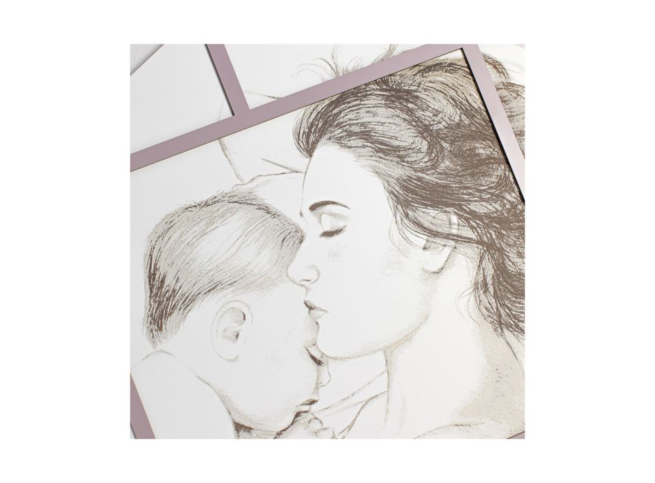 Lasergravierte Tafel mit Frau und Kind, hergestellt in Italien – Harald Viadurini
