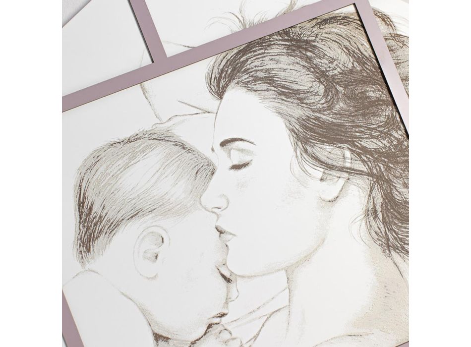 Lasergravierte Tafel mit Frau und Kind, hergestellt in Italien – Harald Viadurini