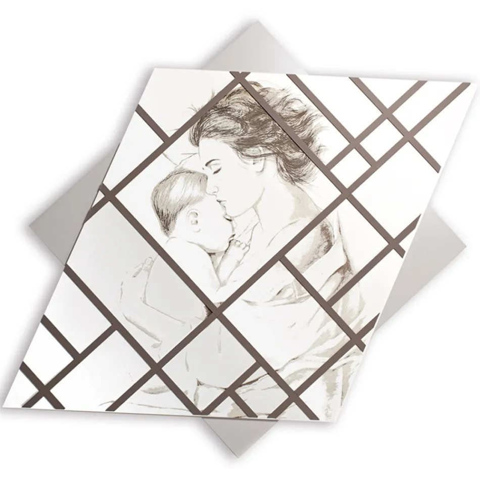 Lasergravierte Tafel mit Frau und Kind, hergestellt in Italien – Harald Viadurini