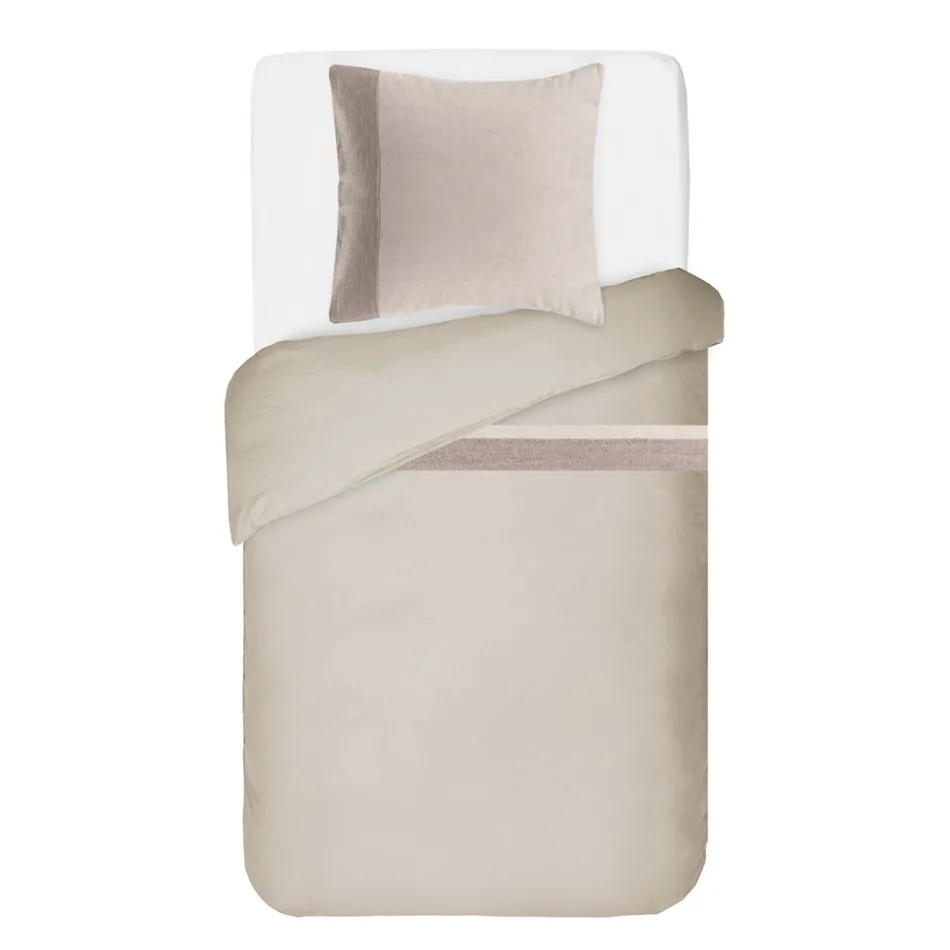 Bettbezug-Set aus 90 % Baumwolle und 10 % Leinen mit 1 Kissenbezug Made in Italy - Nestle Viadurini
