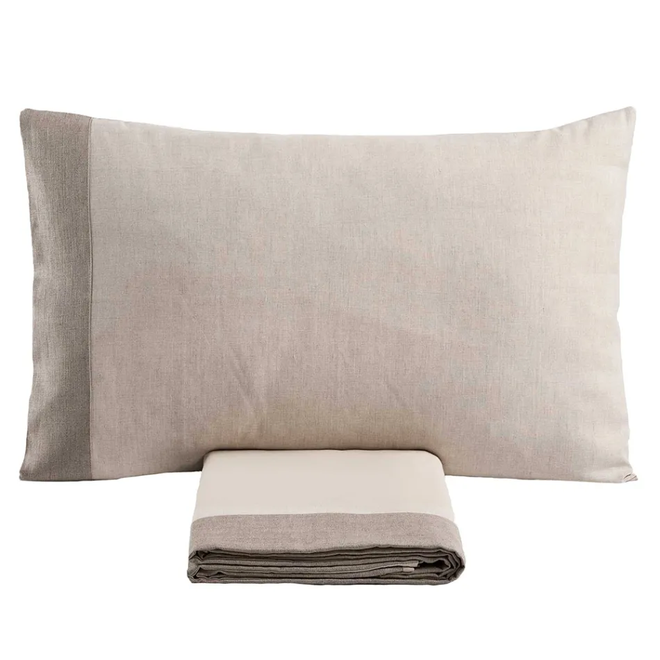 Doppelbettbezug-Set aus 90 % Baumwolle und 10 % Leinen, hergestellt in Italien – Nestle Viadurini