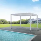 Weiße Aluminium-Pergola mit verstellbarem Dach - Vitta Viadurini
