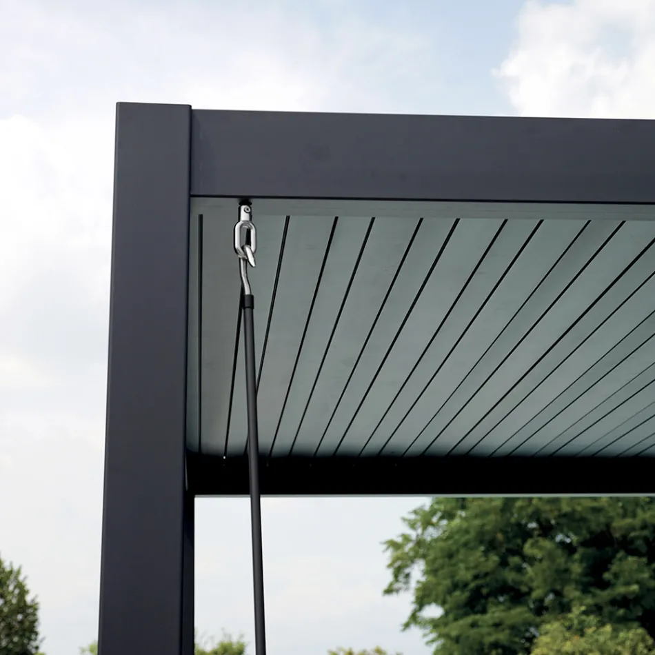 Aluminium-Pergola mit verstellbarem Dach durch Kurbel - Eolo Viadurini