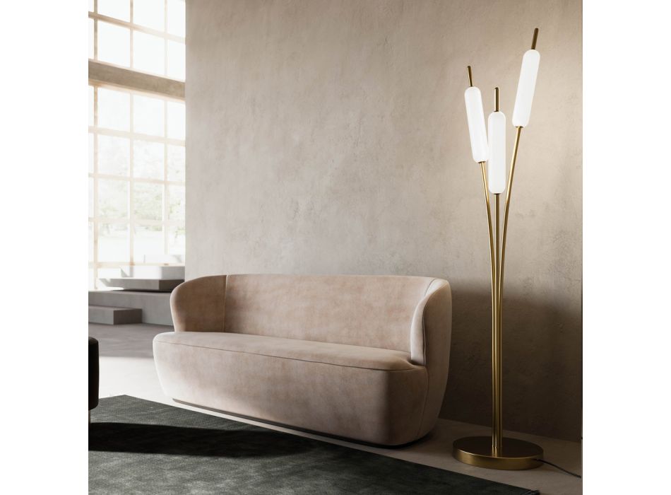 3-Licht-Stehlampe aus Messing und Glas, modernes, elegantes Design - Typha von Il Fanale