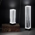 LED-Tischlampe in satiniertem Acryl-Kristall-Triptychon-Design - Crystol