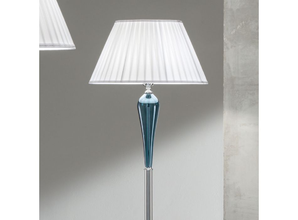 Klassische handgefertigte italienische Stehlampe aus Glas und Metall mit Lampenschirm - Oliver Viadurini