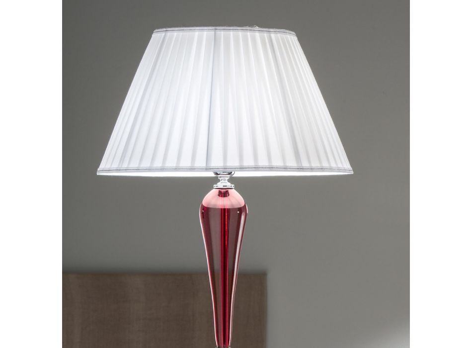 Klassische handgefertigte italienische Stehlampe aus Glas und Metall mit Lampenschirm - Oliver Viadurini