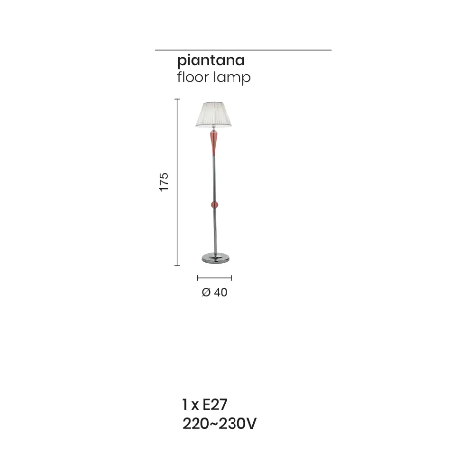 Klassische handgefertigte italienische Stehlampe aus Glas und Metall mit Lampenschirm - Oliver Viadurini