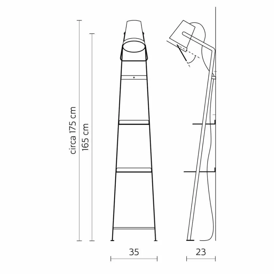 Wohnzimmer Stehlampe aus weißem oder mattschwarzem Metall mit Regalen - Butler Viadurini
