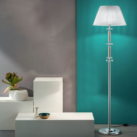 Klassische Design-Stehlampe aus Chrom, Kristall und glänzendem Metall - Sisifo Viadurini