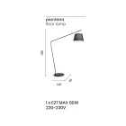 Stehlampe aus Metall mit PVC-Schirm mit Stoff bezogen - Adriana Viadurini