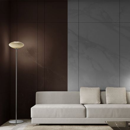 Stehlampe aus geripptem und mundgeblasenem venezianischem Glas - Dafne Viadurini