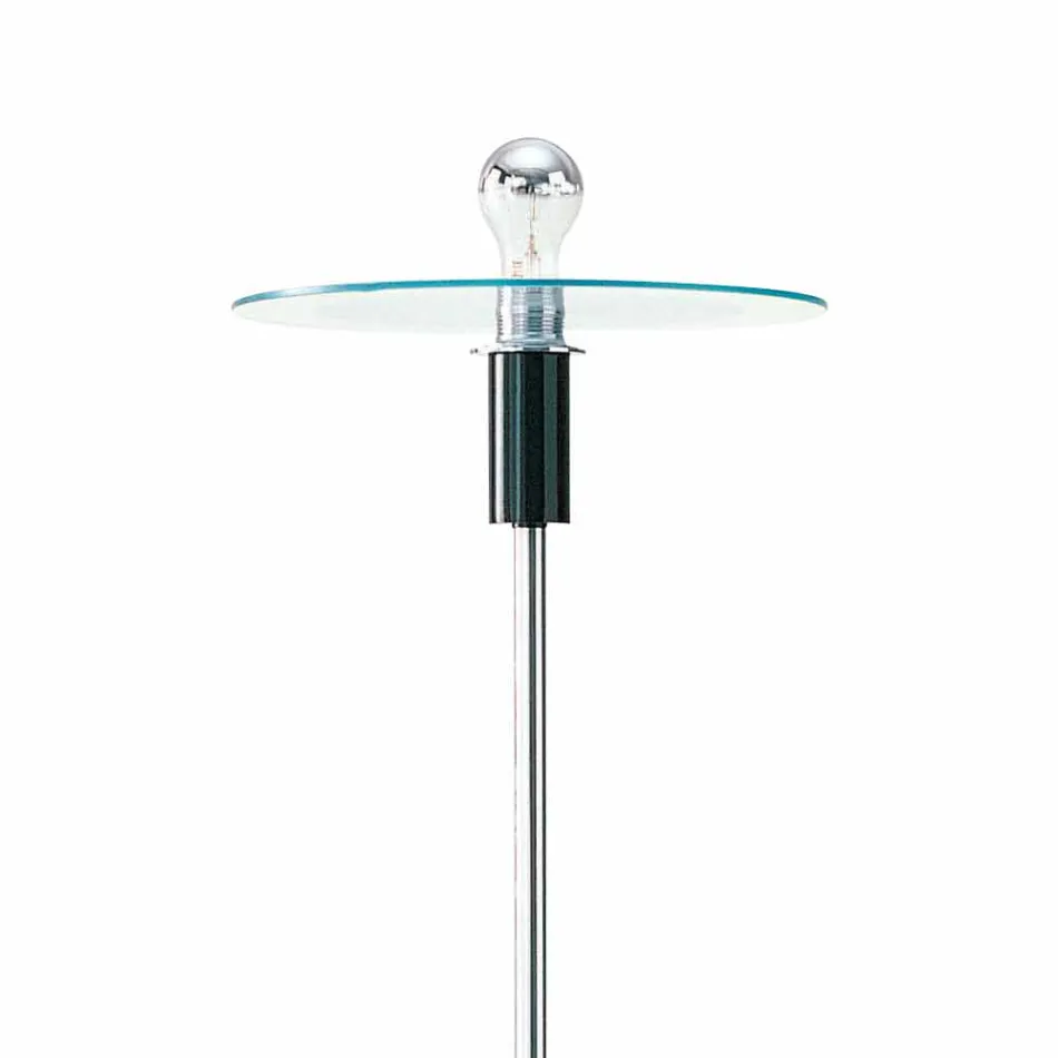 Moderne Stehlampe mit verchromter Struktur und Glasplatte Made in Italy - Saturno Viadurini