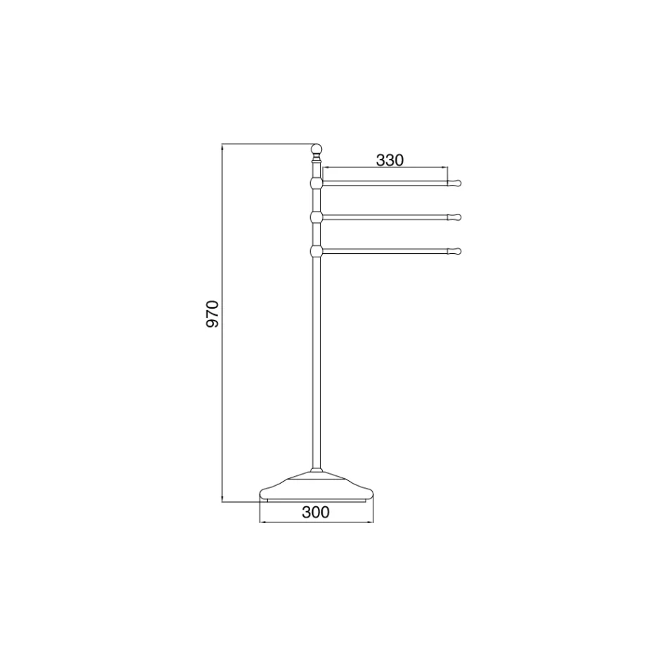 Vintage 3-Arm-Handtuchhalterständer aus Messing und Keramik - Lyon Viadurini