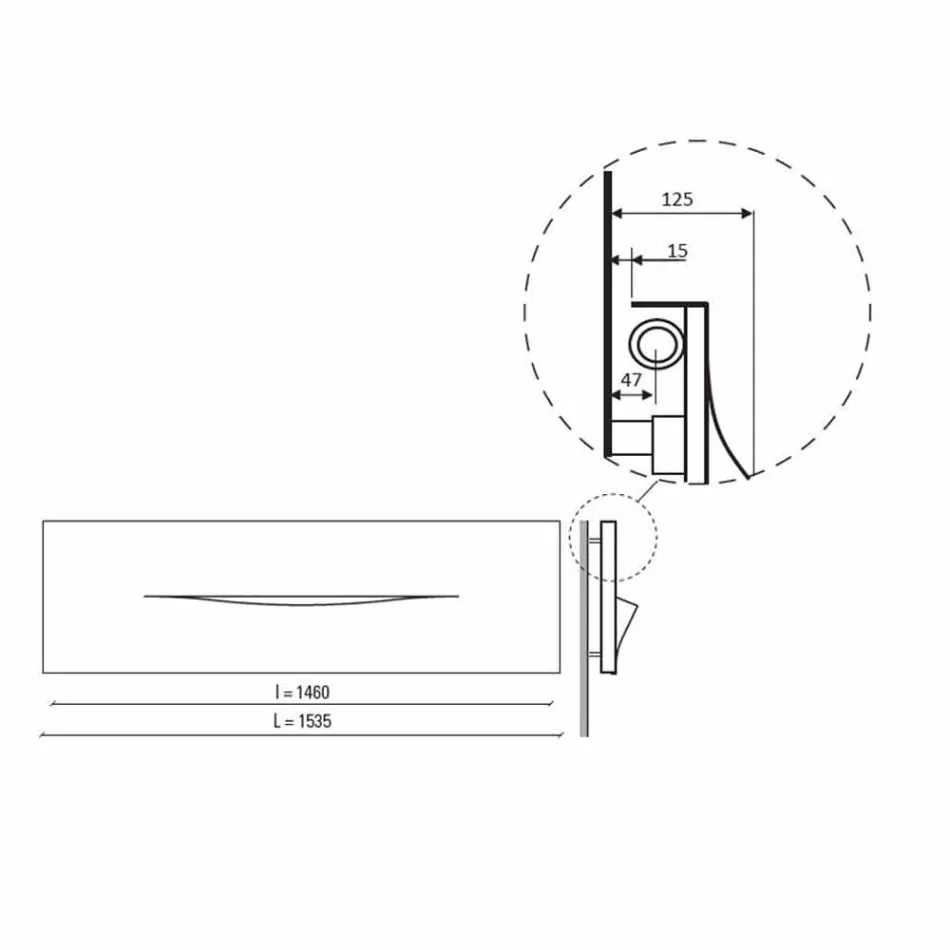 Horizontale Ausführung Hydraulische Strahlungsplatte aus Stahl bis 820 W - Schnitt Viadurini