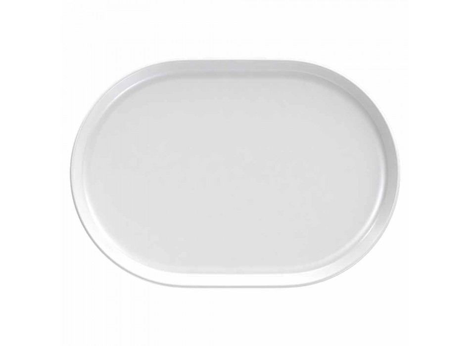Moderne weiße ovale Design-Servierteller aus Porzellan 4 Stück - Arktis Viadurini