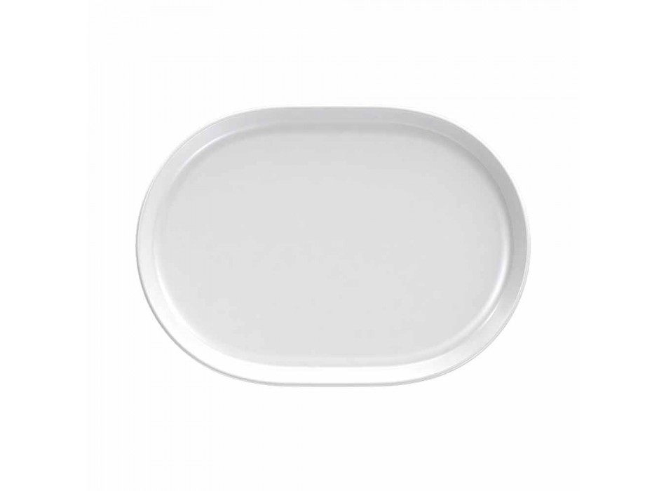 Moderne weiße ovale Design-Servierteller aus Porzellan 4 Stück - Arktis Viadurini
