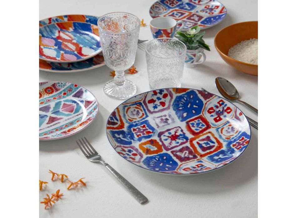 Full-Service-Tischplatten aus Porzellan und farbigem Steinzeug 18 Stück - Anfa Viadurini
