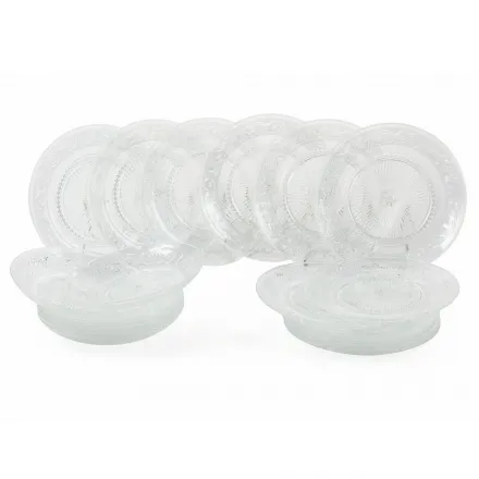 Transparente Glasteller Luxury Classic Decor 18-teilig - Palazzo Viadurini