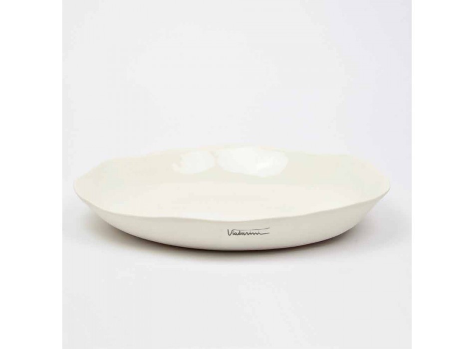 Italienische Luxus weiße Porzellan Runde Servierteller - Arcimaesta Viadurini