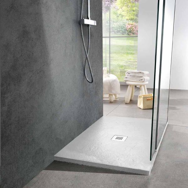 Duschwanne 100x70 in weiß resin slate effect finish - sommo