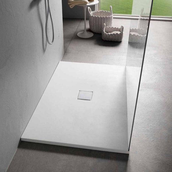 Resin duschwanne 120x80 in modern white velvet effect finish - estimo