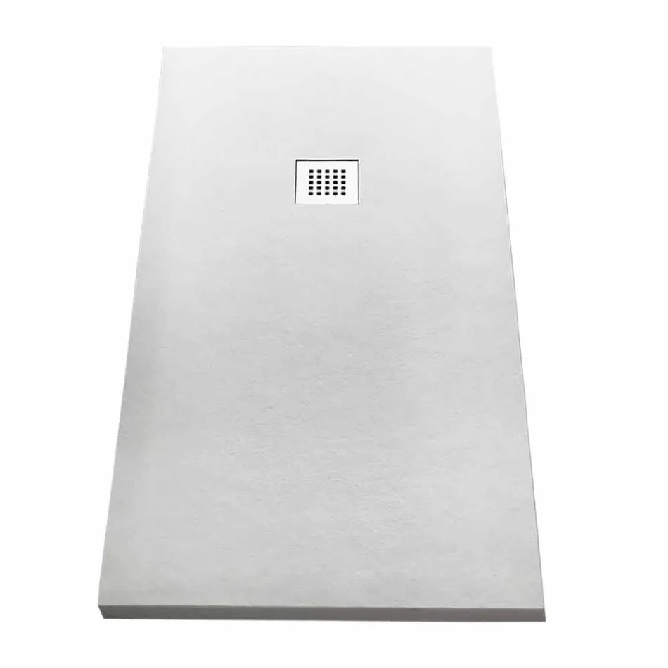 Duschwanne 170x70 aus Stein-Effekt-Harz mit Stahlgitter - Domio Viadurini