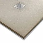 Moderne Duschwanne 90x80 in Harz-Effekt Stein und Stahl - Domio Viadurini