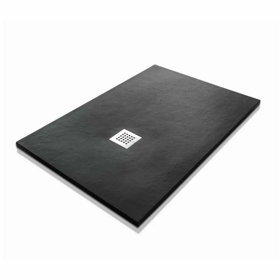 Moderne Duschwanne 120x80 in Harz-Effekt Stein und Stahl - Domio Viadurini