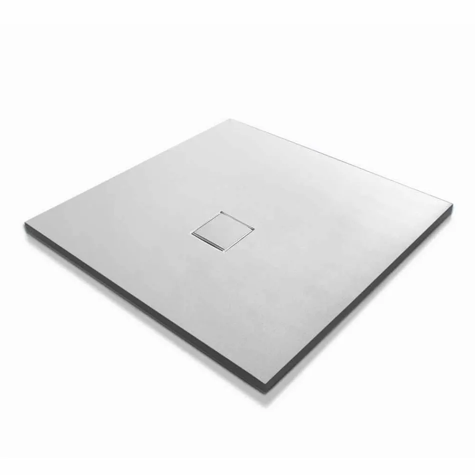 Quadratische Duschwanne 80x80 cm in weißem Harz Samteffekt - Estimo Viadurini