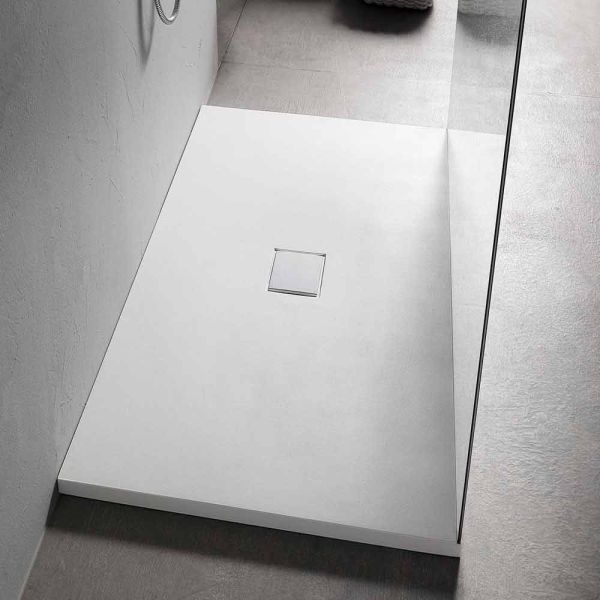 Rechteckige duschwanne 160x70 cm in weißem harz modernes design - estimo