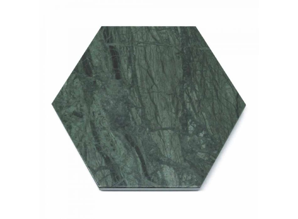 Sechseckiger Servierteller aus schwarzem oder grünem Marmor mit Kork 4 Stück - Ludivine Viadurini
