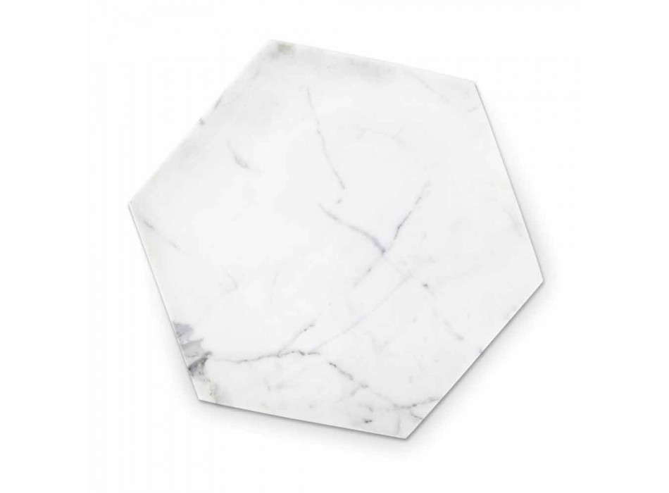 Sechseckige Designplatte aus weißem Carrara-Marmor Made in Italy - Sintia Viadurini
