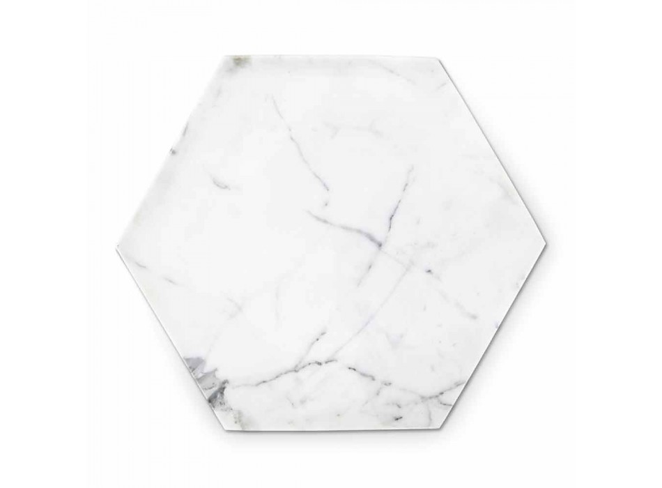 Sechseckige Designplatte aus weißem Carrara-Marmor Made in Italy - Sintia Viadurini
