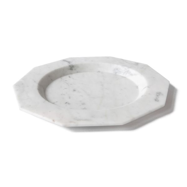 Flacher teller aus satiniertem marmor verschiedene ausführungen italienisches luxusdesign - rhodium