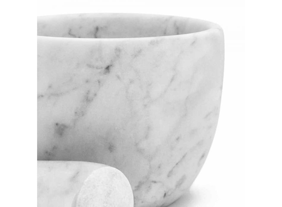 Kleiner Mörser mit Stößel aus weißem Carrara-Marmor Made in Italy - Mirel Viadurini