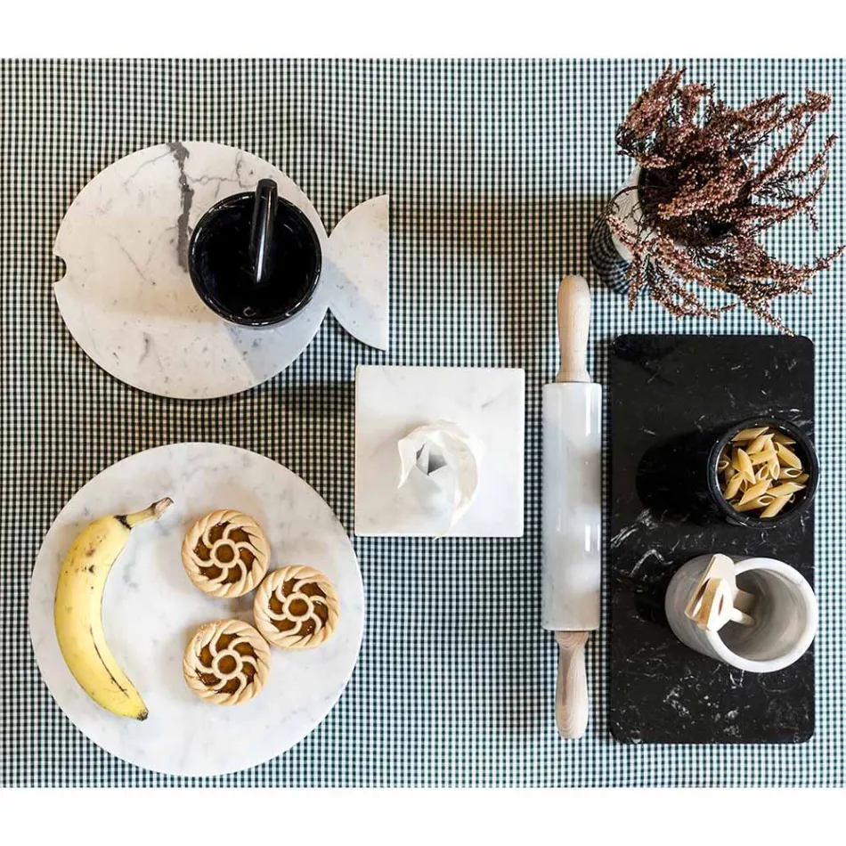 Kleiner Mörser mit Stößel aus weißem Carrara-Marmor Made in Italy - Mirel Viadurini