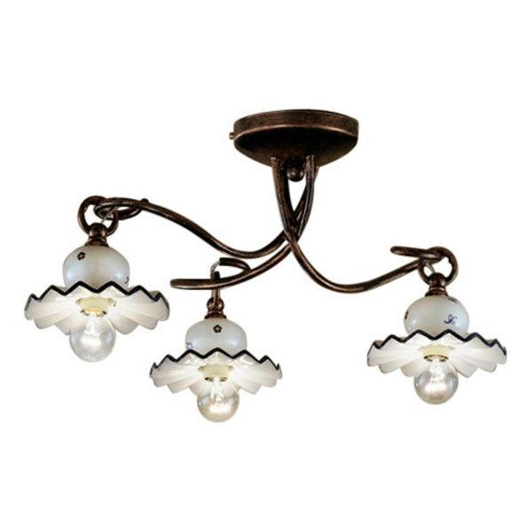 Deckenlampe mit 3 oder 4 lichtern aus handverzierter handwerklicher keramik - rom