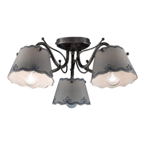 Deckenlampe mit 3 oder 5 lichtern aus handbemalter keramik mit stickereieffekt - ravenna