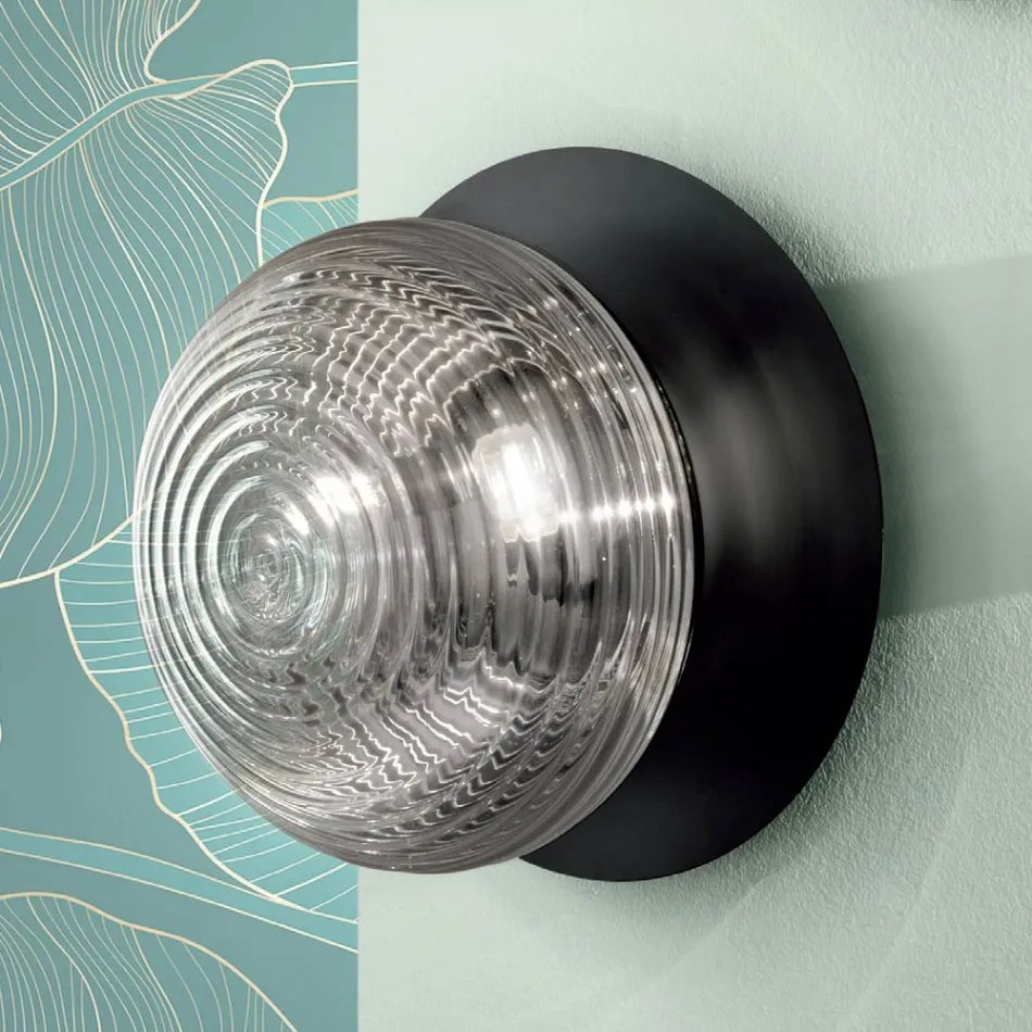 Wandlampe aus mundgeblasenem Glas mit Metallstruktur - Swallow Viadurini