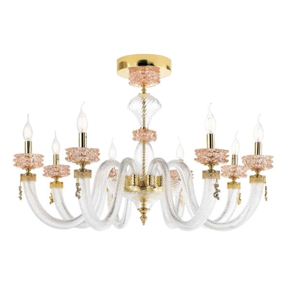 Klassische deckenleuchte 8 lichter aus italienischem, handgefertigtem luxusglas - saline