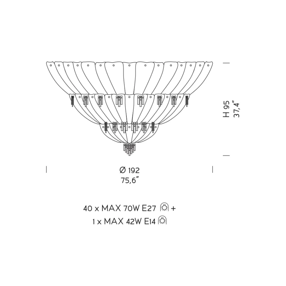 Klassische Deckenlampe aus venezianischem Glas und Metall Made in Italy - Fabiana Viadurini